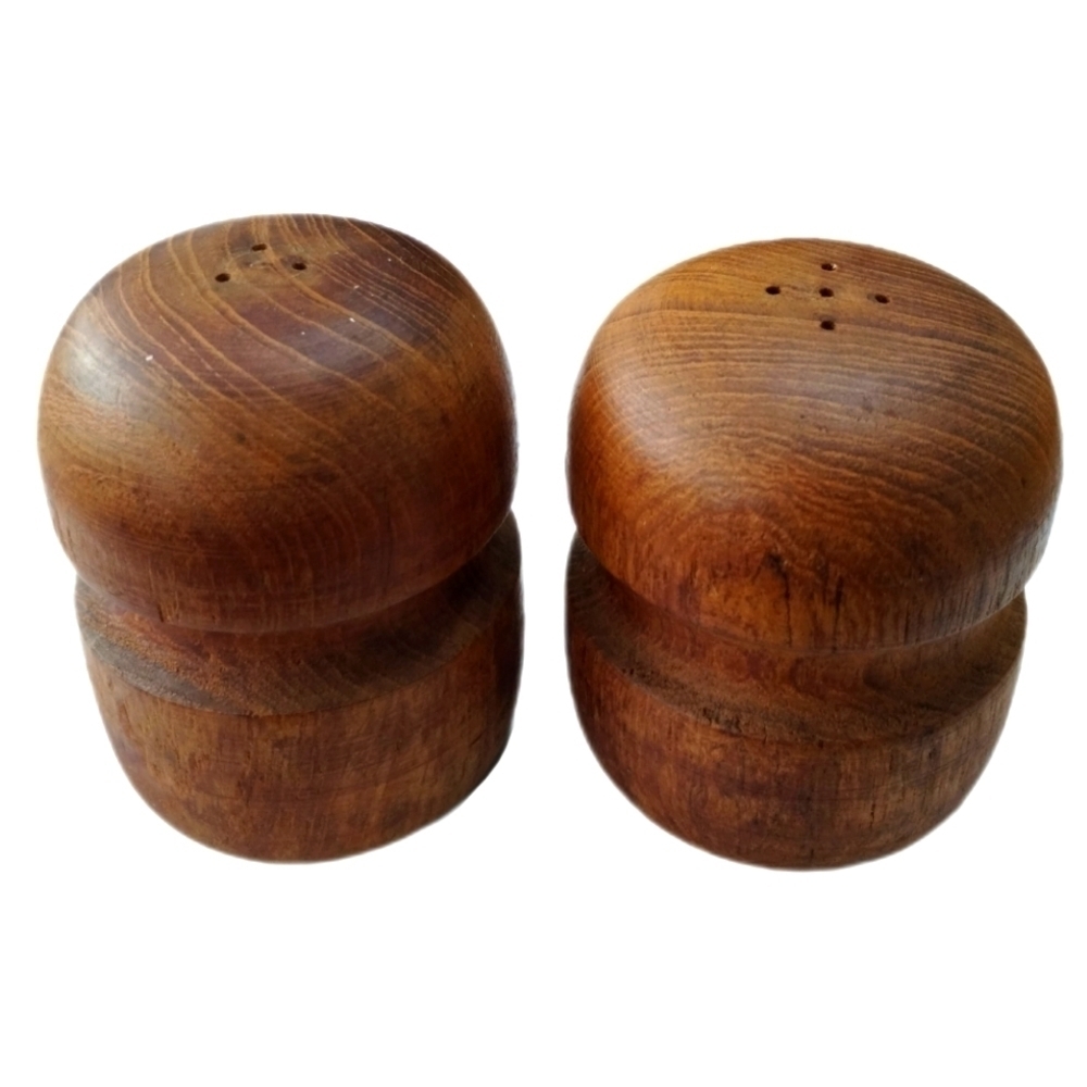 1970s Teak Salt and Pepper Shakers by Winsome Wood Thailand